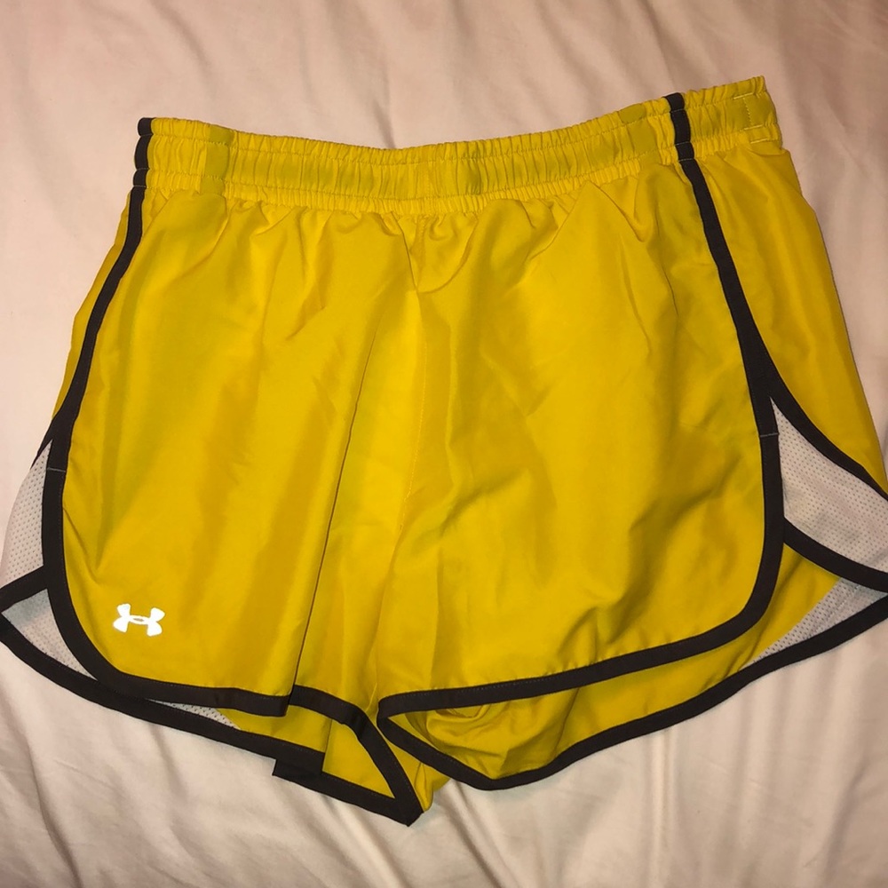 Yellow Under Armour athletic shorts, size medium